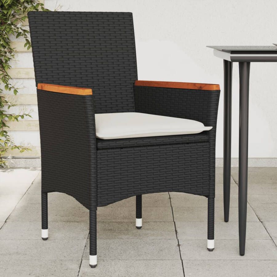 VIDAXL Tuinstoelen 2 st met kussens poly rattan zwart - Foto 4