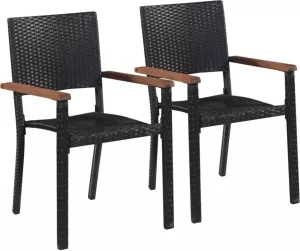 VIDAXL Tuinstoelen 2 st poly rattan zwart