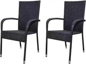 VIDAXL Tuinstoelen 2 st poly rattan zwart