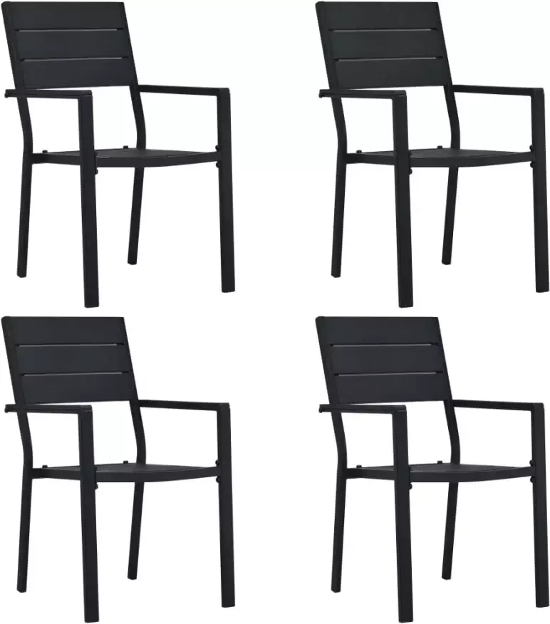 VidaXL Tuinstoelen 4 st hout-look HDPE zwart - Foto 4