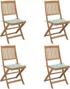 VIDAXL Tuinstoelen 4 st inklapbaar met kussens massief acaciahout