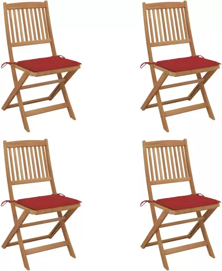 VidaXL Tuinstoelen 4 st inklapbaar met kussens massief acaciahout - Foto 1