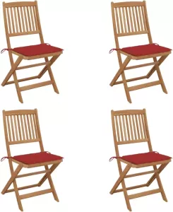 VIDAXL Tuinstoelen 4 st inklapbaar met kussens massief acaciahout
