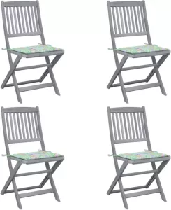 VIDAXL Tuinstoelen 4 st inklapbaar met kussens massief acaciahout