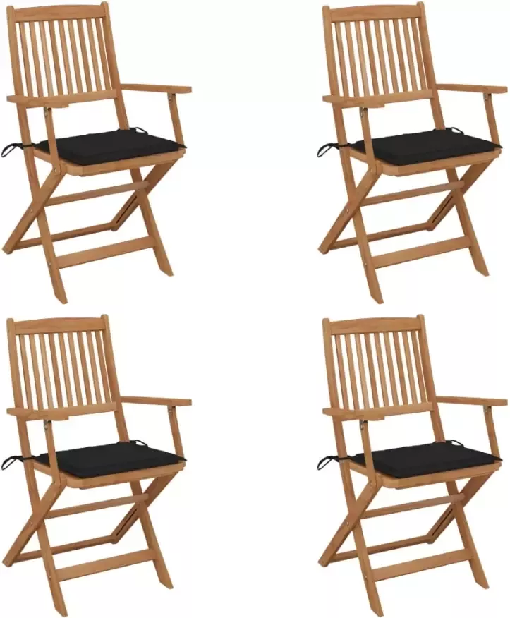 VidaXL Tuinstoelen 4 st inklapbaar met kussens massief acaciahout - Foto 1