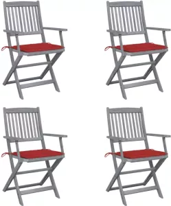 VIDAXL Tuinstoelen 4 st inklapbaar met kussens massief acaciahout