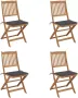 VIDAXL Tuinstoelen 4 st inklapbaar met kussens massief acaciahout - Thumbnail 1