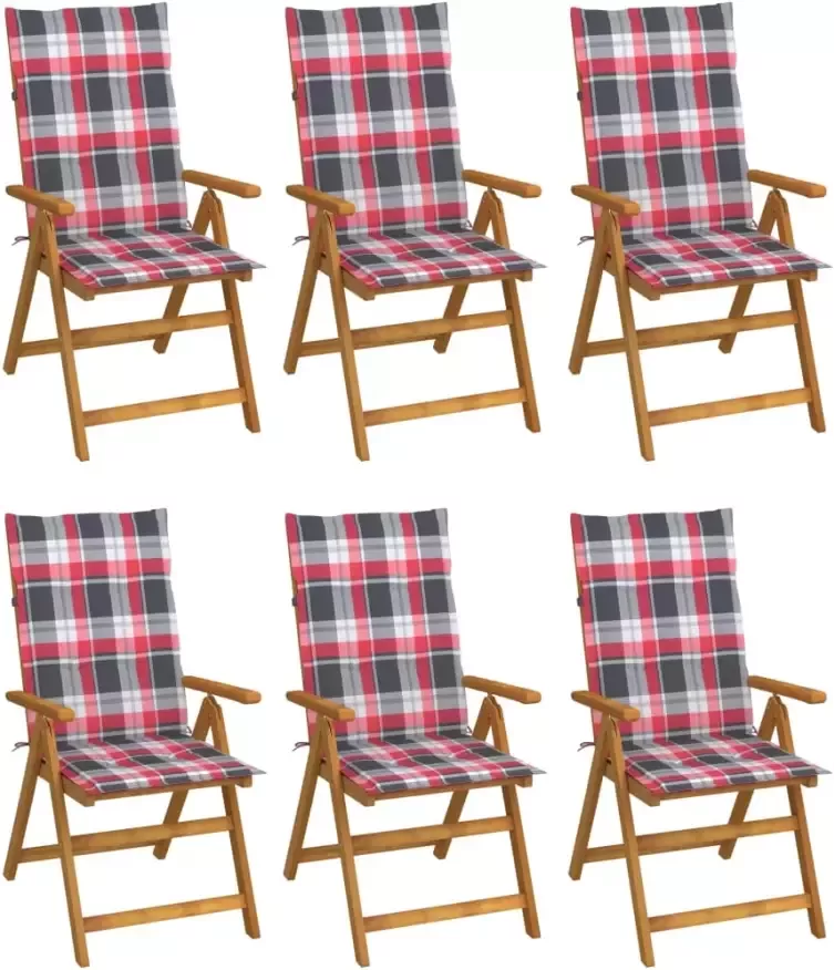 VidaXL Tuinstoelen 6 st inklapbaar met kussens massief acaciahout - Foto 1