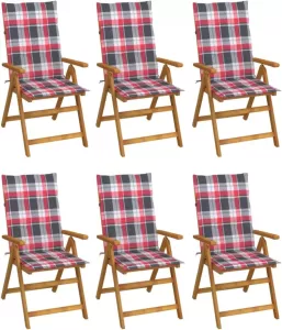 VIDAXL Tuinstoelen 6 st inklapbaar met kussens massief acaciahout