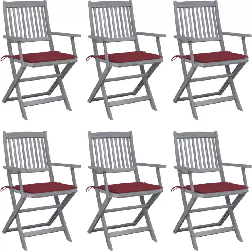 VidaXL Tuinstoelen 6 st inklapbaar met kussens massief acaciahout - Foto 1