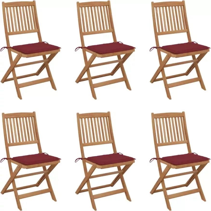 VidaXL Tuinstoelen 6 st inklapbaar met kussens massief acaciahout - Foto 1