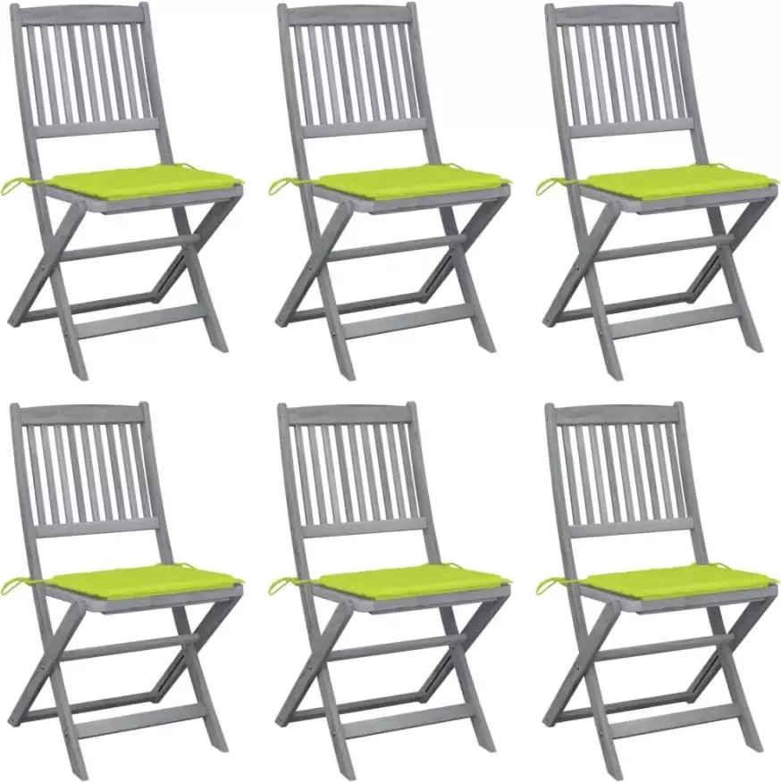 VidaXL Tuinstoelen 6 st inklapbaar met kussens massief acaciahout - Foto 1