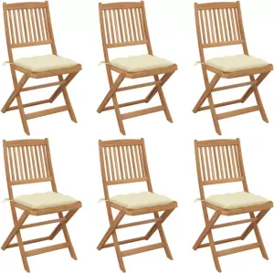 VIDAXL Tuinstoelen 6 st inklapbaar met kussens massief acaciahout