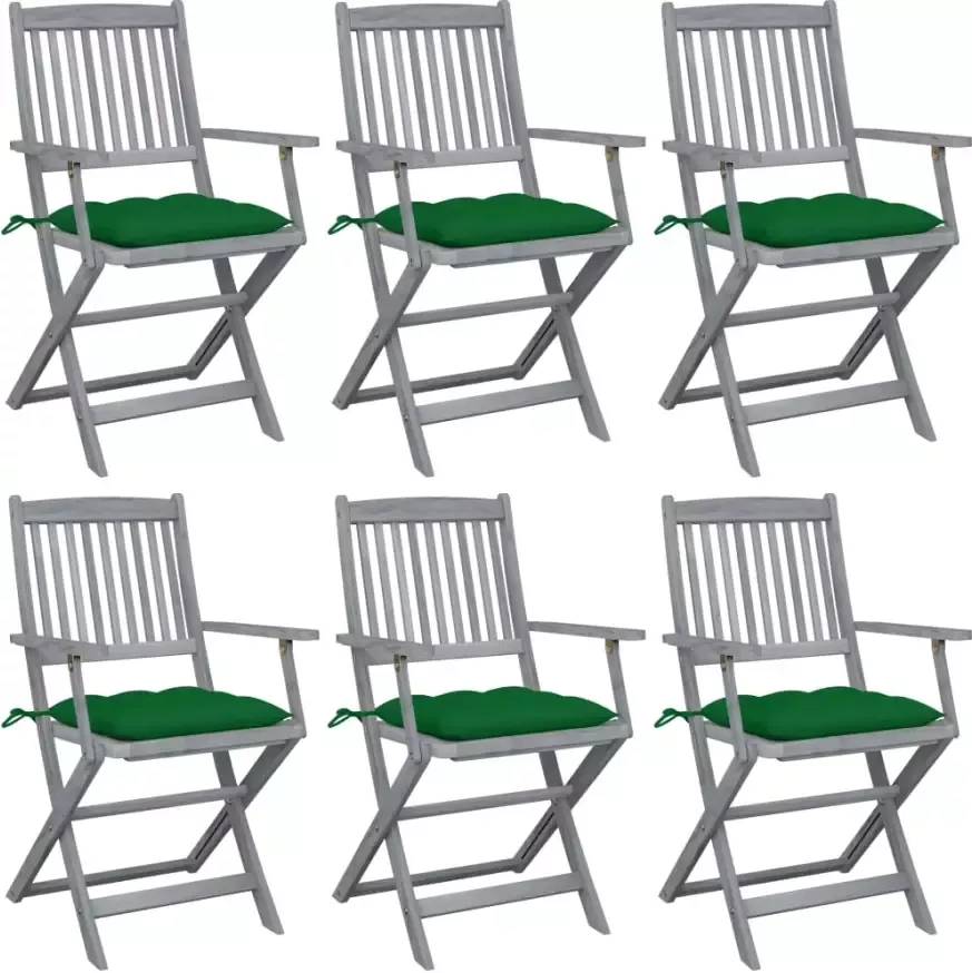 VidaXL Tuinstoelen 6 st inklapbaar met kussens massief acaciahout - Foto 1