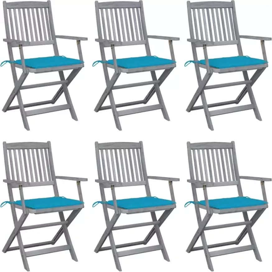 VidaXL Tuinstoelen 6 st inklapbaar met kussens massief acaciahout - Foto 1