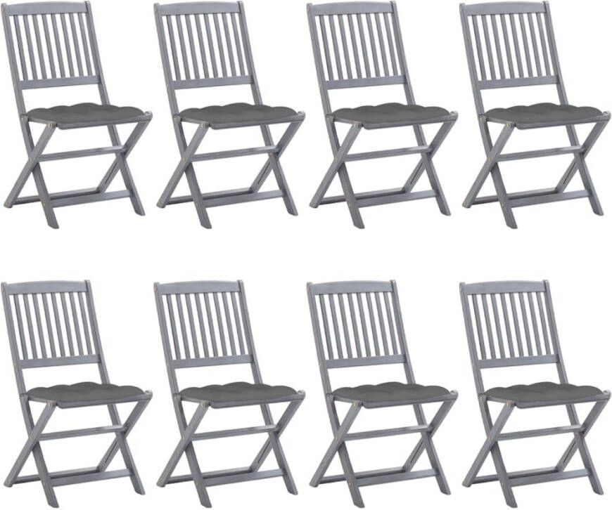 VidaXL Tuinstoelen 8 st inklapbaar met kussens massief acaciahout - Foto 4