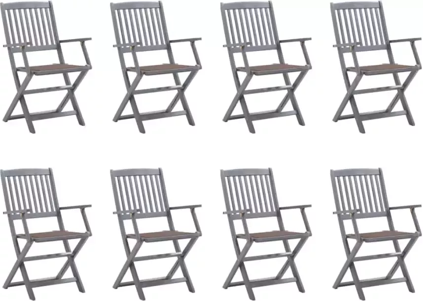 VidaXL Tuinstoelen 8 st inklapbaar met kussens massief acaciahout - Foto 1