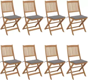 VidaXL Tuinstoelen 8 st inklapbaar met kussens massief acaciahout