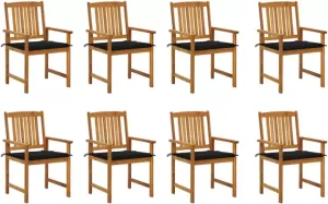 VIDAXL Tuinstoelen 8 st met kussens massief acaciahout