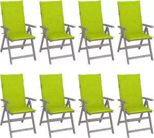 VIDAXL Tuinstoelen 8 st verstelbaar met kussens acaciahout grijs