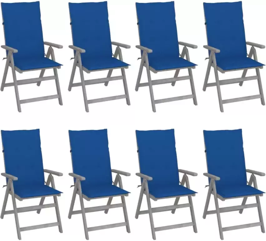 VIDAXL Tuinstoelen 8 st verstelbaar met kussens acaciahout grijs