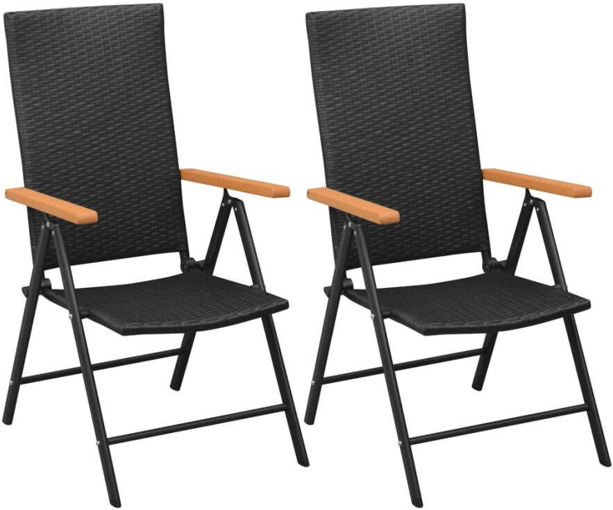 VIDAXL Tuinstoelen stapelbaar 2 st poly rattan zwart - Foto 4