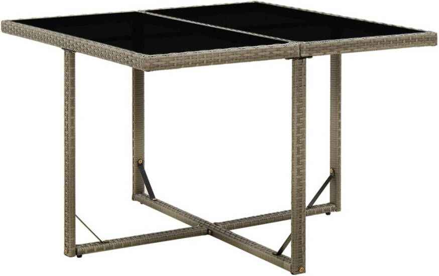 VIDAXL Tuintafel 109x107x74 cm poly rattan en glas grijs - Foto 3