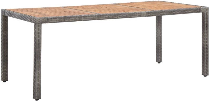 VidaXL Tuintafel 190x90x75 cm poly rattan en massief acaciahout grijs