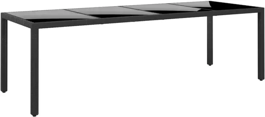 VIDAXL Tuintafel 250x100x75 cm gehard glas en poly rattan zwart - Foto 4