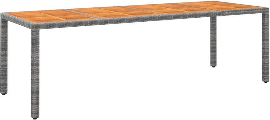 VIDAXL Tuintafel 250x100x75 cm poly rattan en massief acaciahout grijs