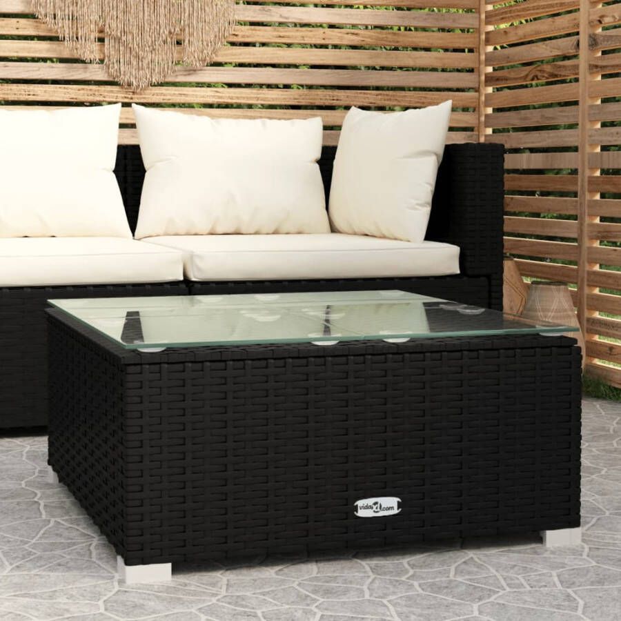 VIDAXL Tuintafel 60x60x30 cm poly rattan en glas zwart - Foto 4