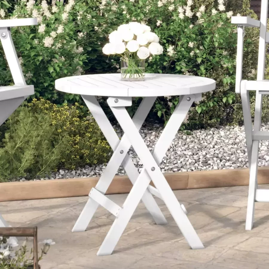 VIDAXL Tuintafel inklapbaar Ø 46 cm massief acaciahout wit - Foto 1