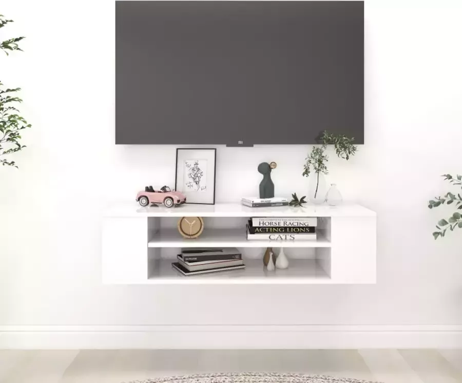 VidaXL -Tv-hangmeubel-100x30x26 5-cm-spaanplaat-hoogglans-wit