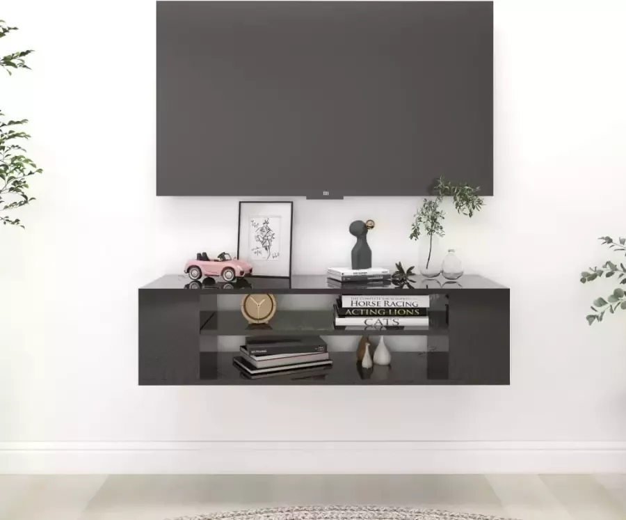 VIDAXL Tv-hangmeubel 100x30x26 5 cm spaanplaat hoogglans zwart