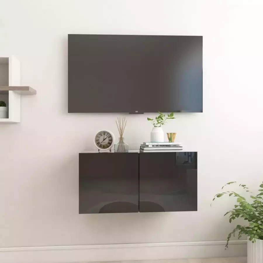 VIDAXL Tv-hangmeubel 60x30x30 cm hoogglans zwart - Foto 1