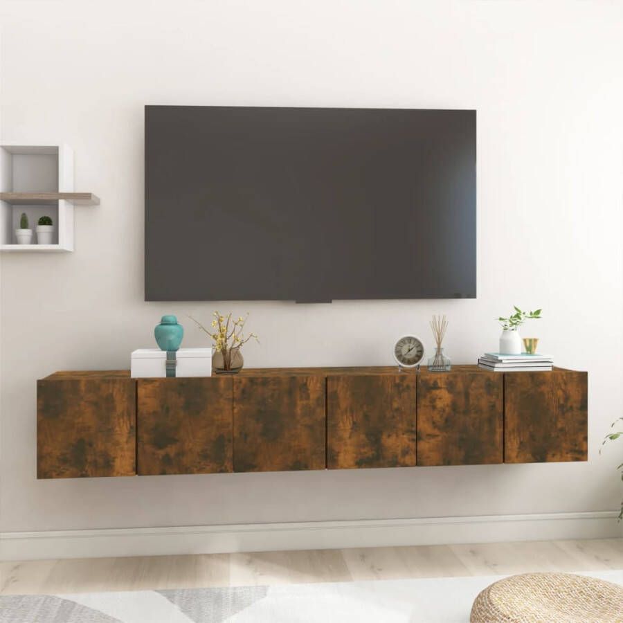 VidaXL -Tv-hangmeubelen-3-st-60x30x30-cm-gerookt-eikenkleurig
