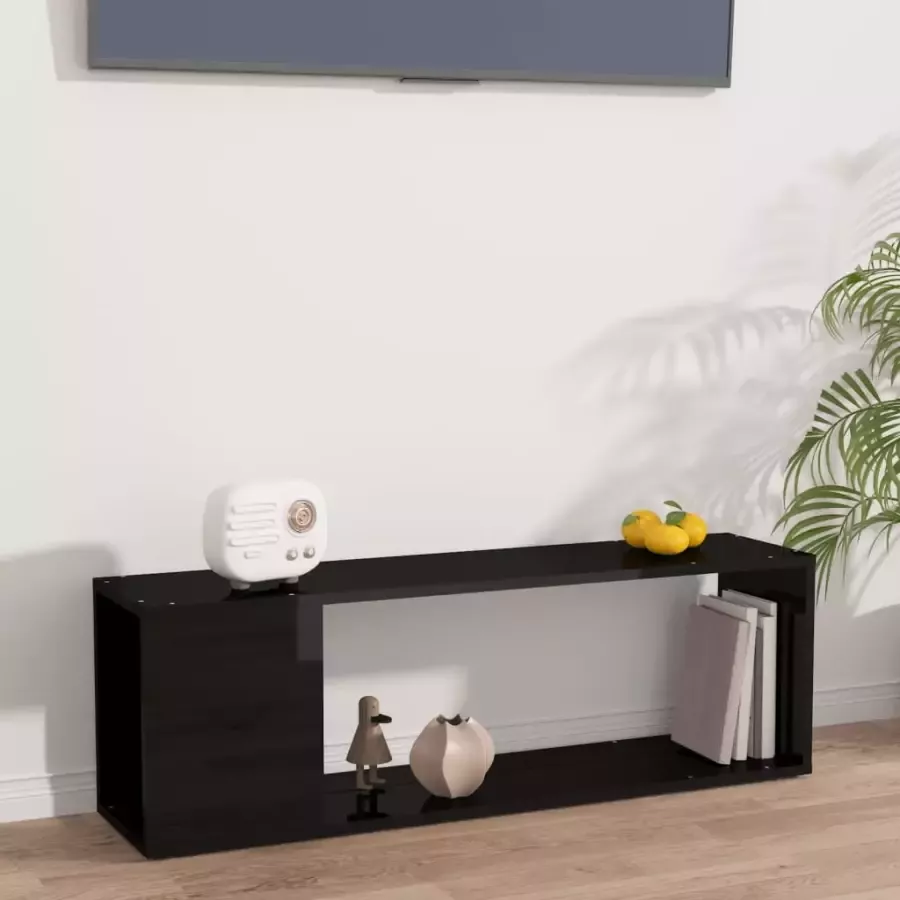 VidaXL Tv-meubel 100x24x32 cm spaanplaat hoogglans zwart - Foto 1