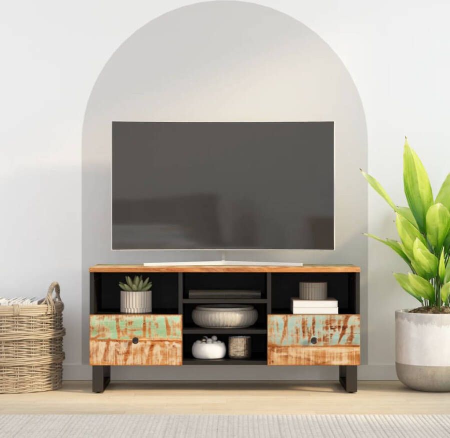 VidaXL -Tv-meubel-100x33x46-cm-massief-hout-gerecycled-en-bewerkt-hout - Foto 2