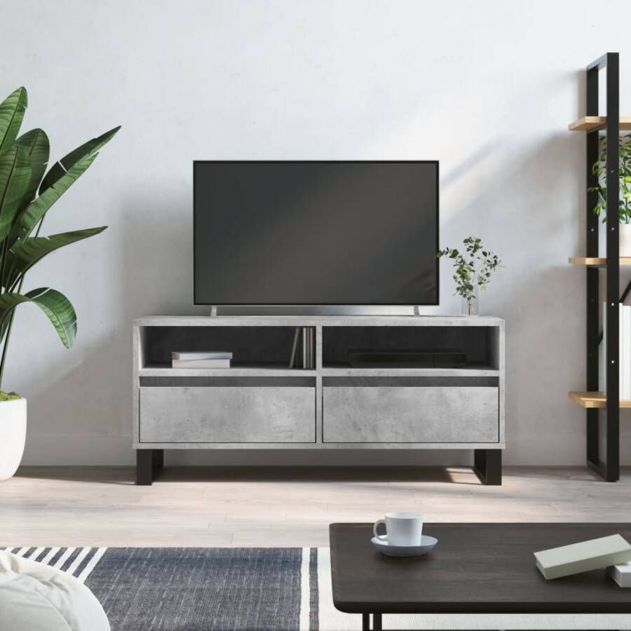 VidaXL -Tv-meubel-100x34 5x44 5-cm-bewerkt-hout-betongrijs - Foto 4