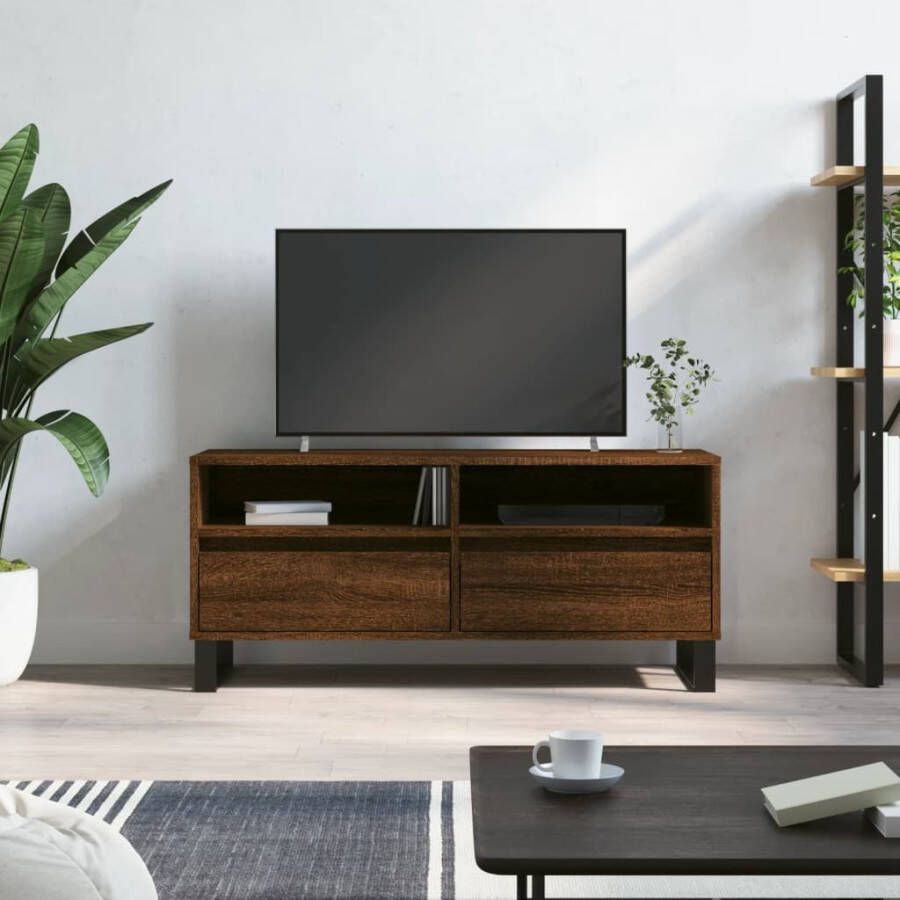 VidaXL -Tv-meubel-100x34 5x44 5-cm-bewerkt-hout-bruineikenkleurig - Foto 3