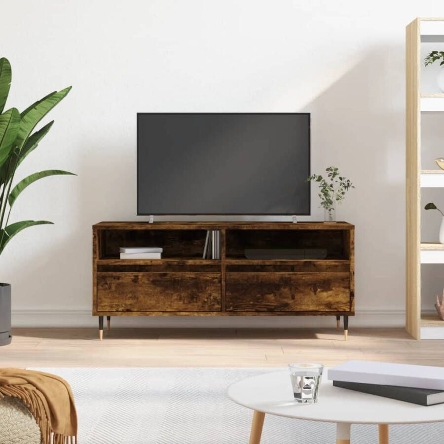 VidaXL -Tv-meubel-100x34 5x44 5-cm-bewerkt-hout-gerookt-eikenkleurig - Foto 3