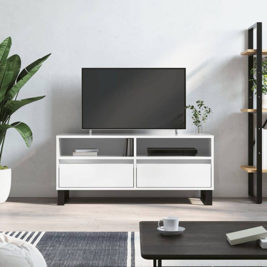 VidaXL -Tv-meubel-100x34 5x44 5-cm-bewerkt-hout-hoogglans-wit - Foto 8