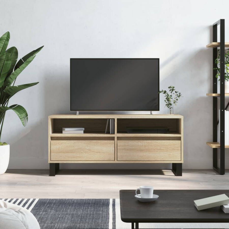 VidaXL -Tv-meubel-100x34 5x44 5-cm-bewerkt-hout-sonoma-eikenkleurig - Foto 4