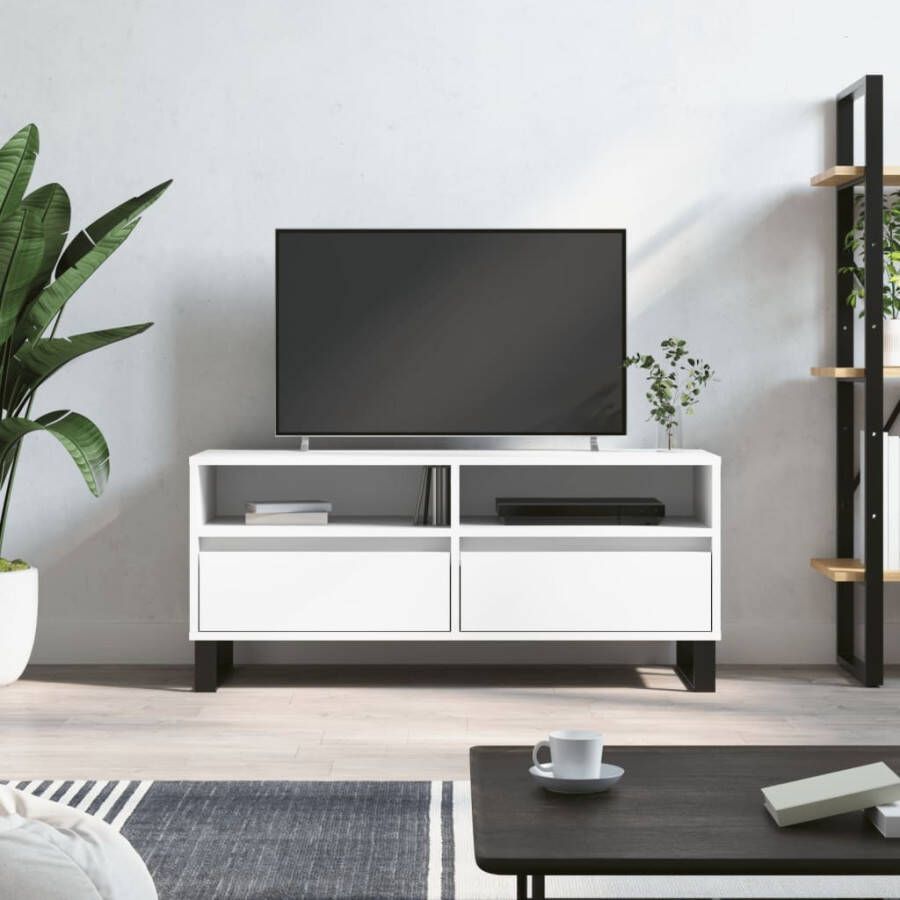 VidaXL -Tv-meubel-100x34 5x44 5-cm-bewerkt-hout-wit - Foto 3