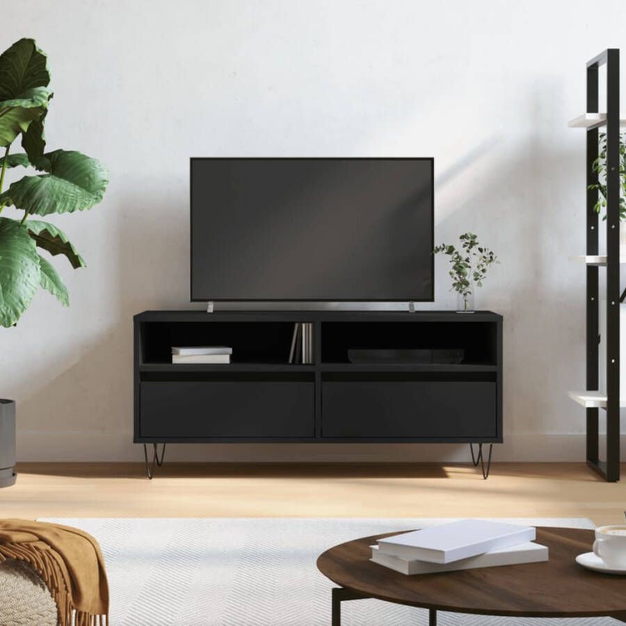 VidaXL -Tv-meubel-100x34 5x44 5-cm-bewerkt-hout-zwart