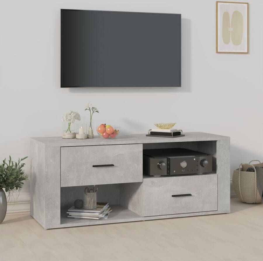 VidaXL -Tv-meubel-100x35x40-cm-bewerkt-hout-betongrijs - Foto 5