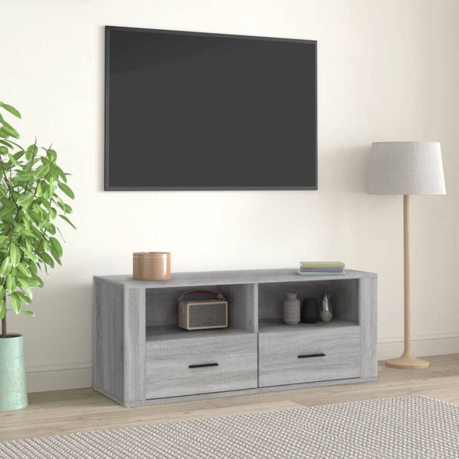 VidaXL -Tv-meubel-100x35x40-cm-bewerkt-hout-grijs-sonoma-eikenkleurig - Foto 4