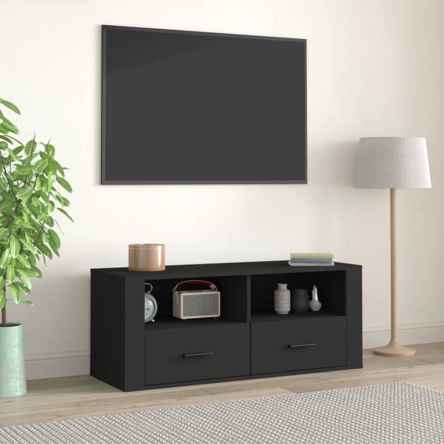 VidaXL -Tv-meubel-100x35x40-cm-bewerkt-hout-zwart - Foto 1