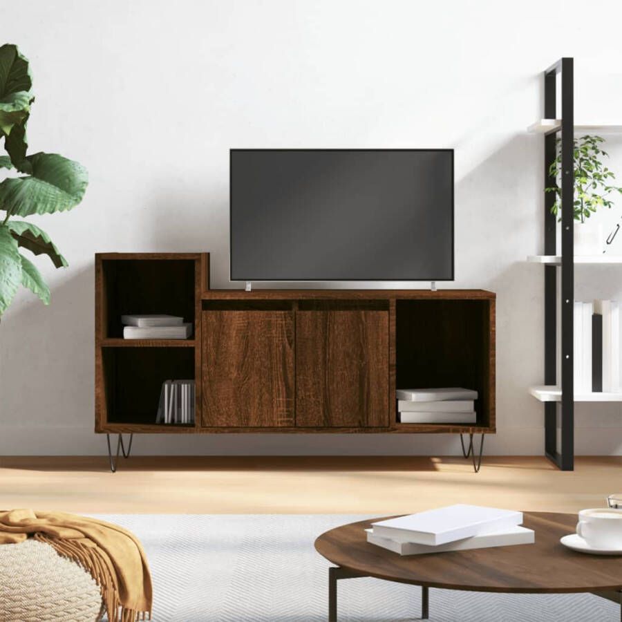 VidaXL -Tv-meubel-100x35x55-cm-bewerkt-hout-bruineikenkleurig - Foto 1