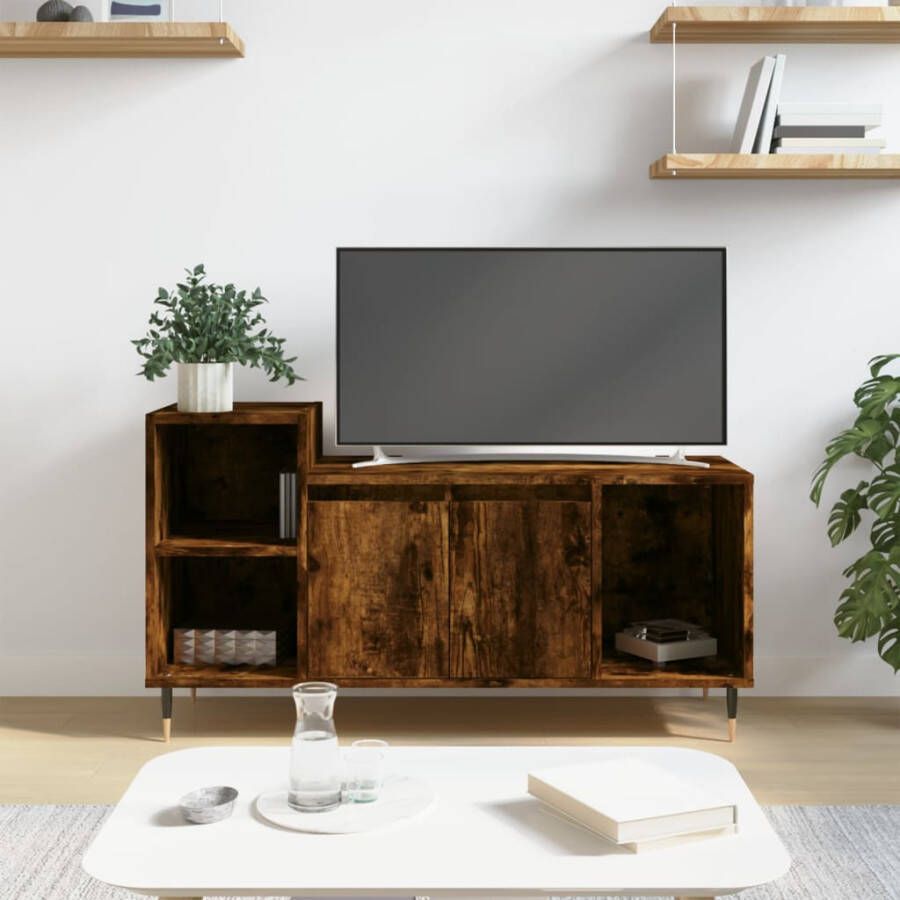 VidaXL -Tv-meubel-100x35x55-cm-bewerkt-hout-gerookt-eikenkleurig - Foto 4